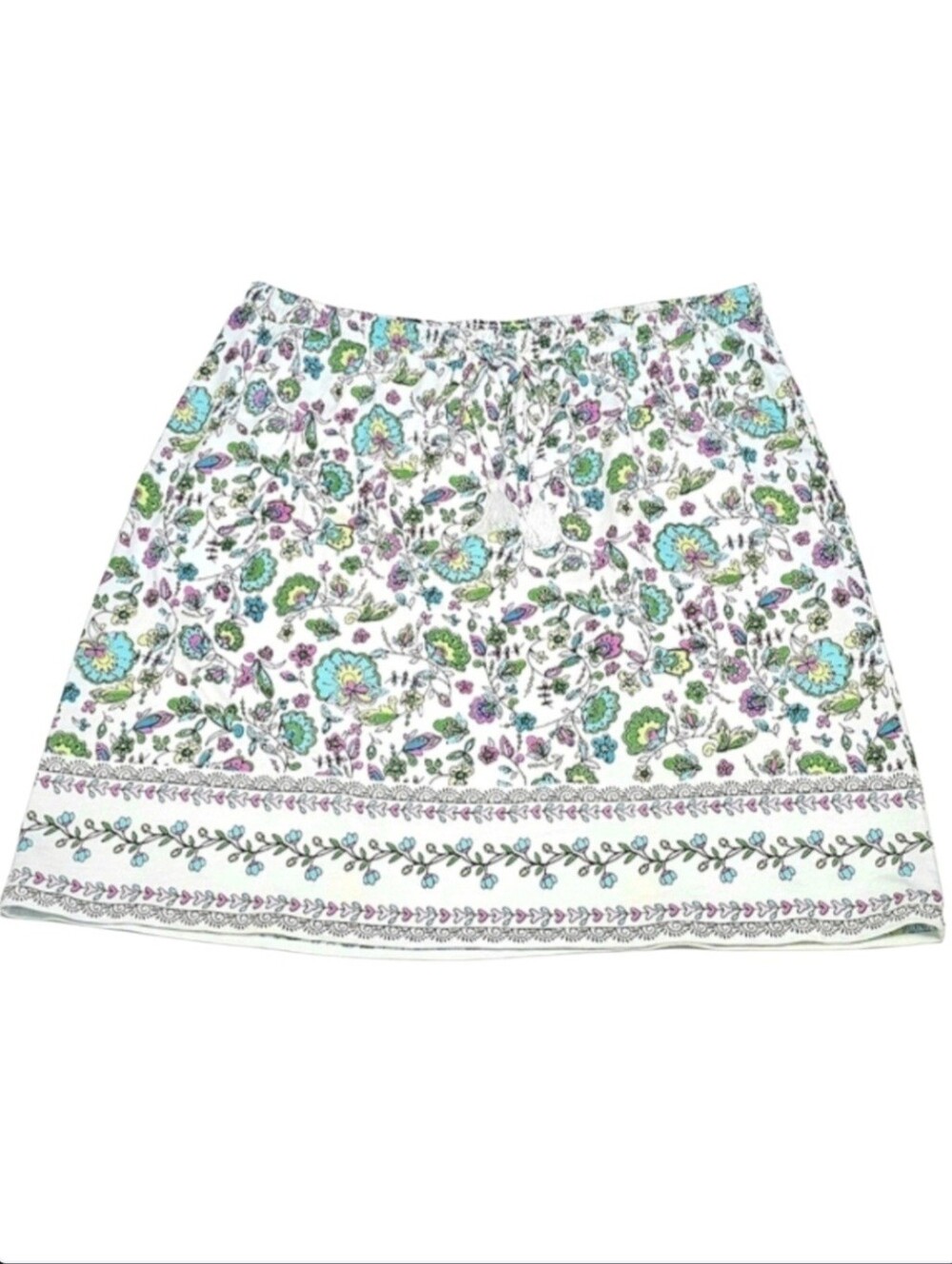 J.Jill Women's Floral Print Cotton-Rayon Casual Cottagecore Skirt Sz M